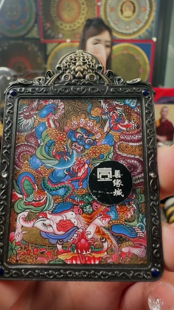 吊坠壹善缘城手绘唐卡大黑天
