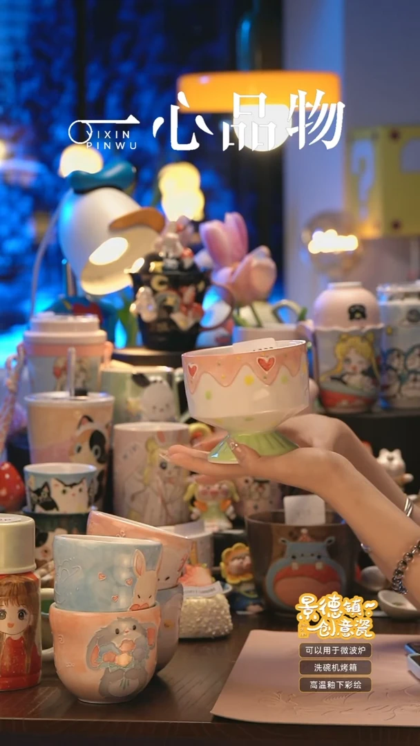 摆件A233景德镇手工手绘杯子摆件