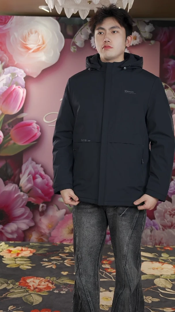 三醋酯纤维嘉米拉男装棉衣藏青