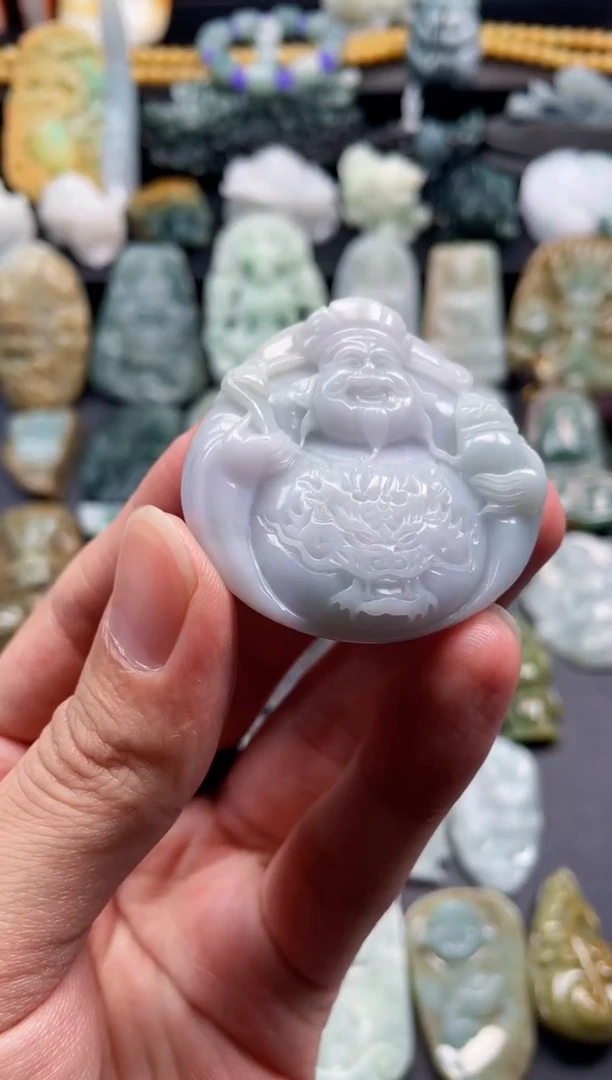 颈饰未镶嵌翡翠56  天然翡翠a货  财神