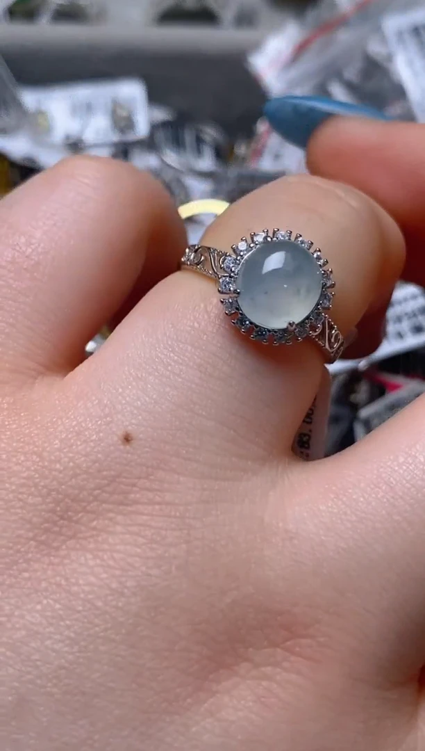 银S925镶嵌戒指翡翠百内无证书