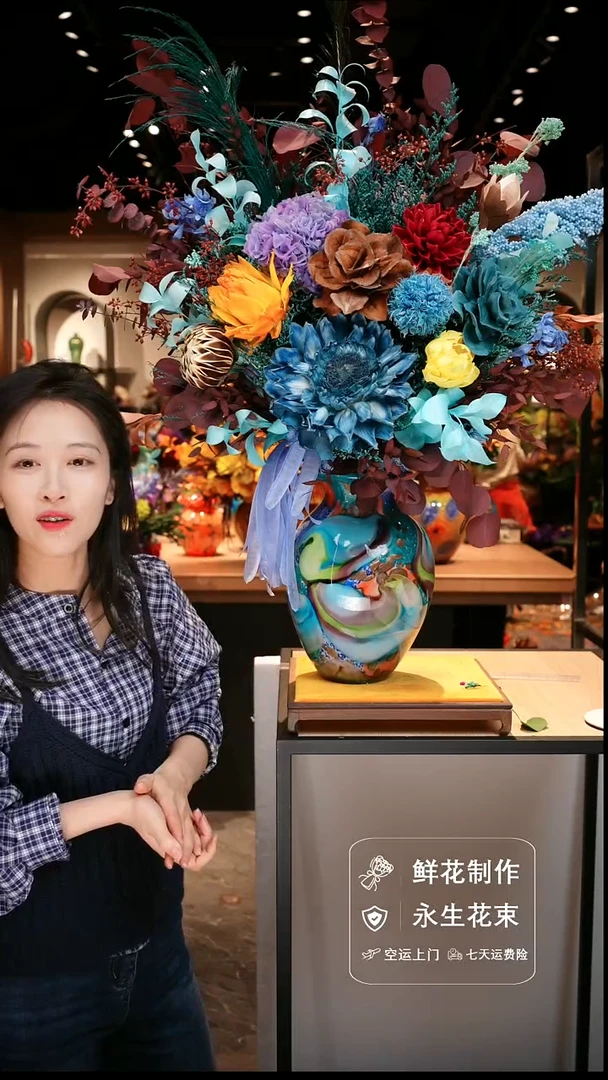 手工艺品琉璃手工花器花束空运包邮送货上门-以图片为准