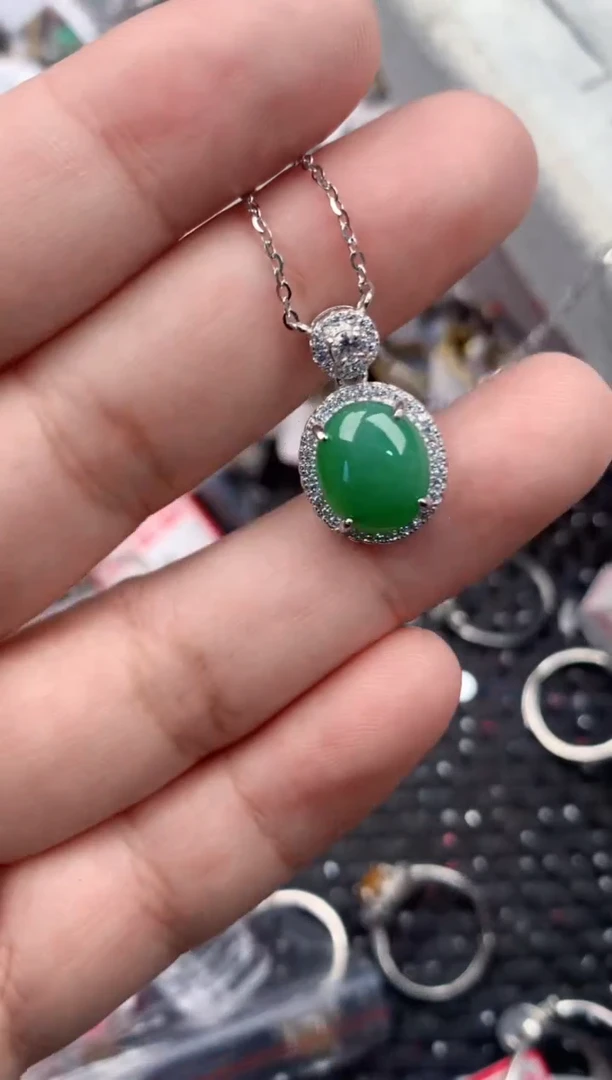 银S925镶嵌戒指翡翠777   1