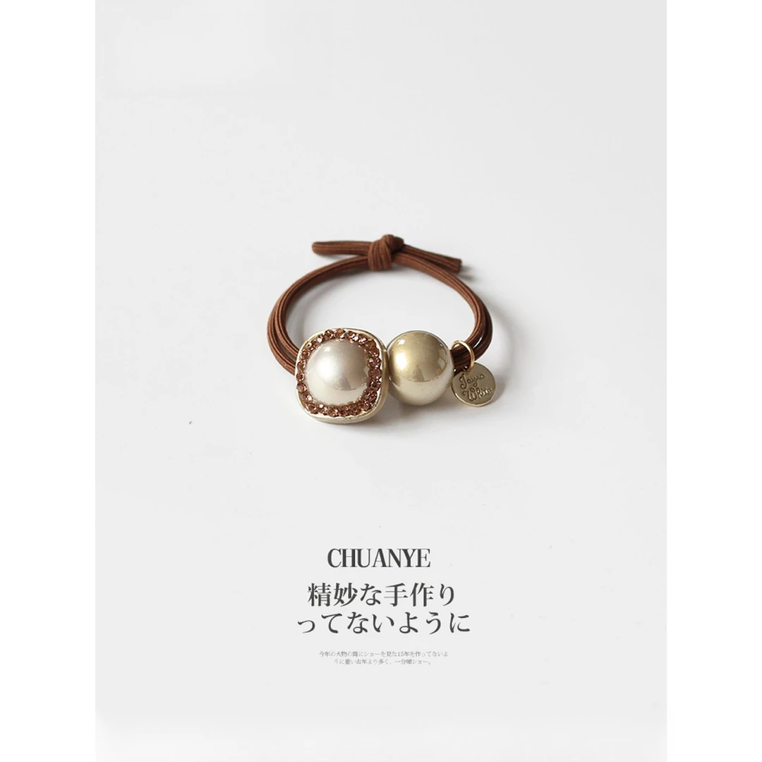 川野仿钻珍珠发圈女高级感高马尾发绳2025新款高端橡皮筋头绳头圈