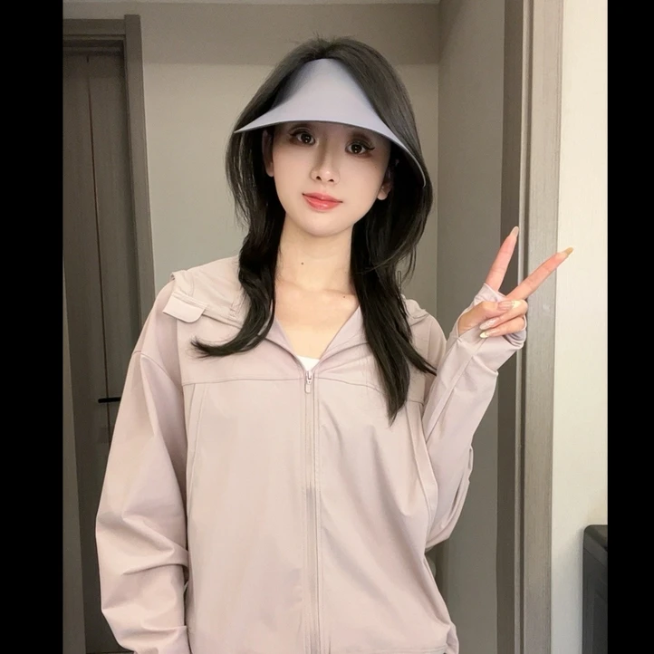 夏季透气轻薄运动户外防紫外线原纱防晒衣女冰感ins外穿长袖短款