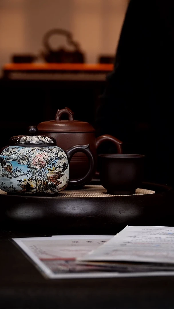 茶壶紫砂SYH18泥绘宫灯负氧老紫泥450cc