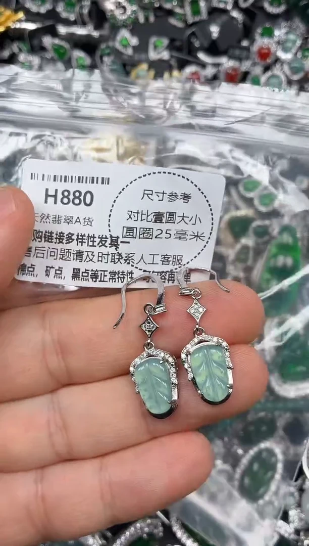 颈饰未镶嵌翡翠H880耳钩