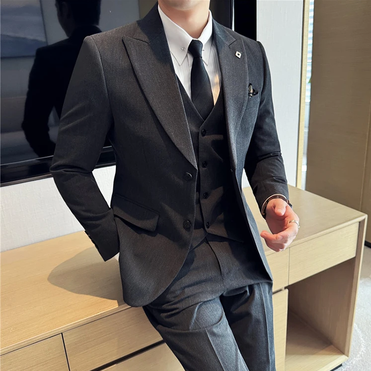 秋冬新款西装套装商务西服轻奢痞帅轻熟风爆款轻奢痞帅男装