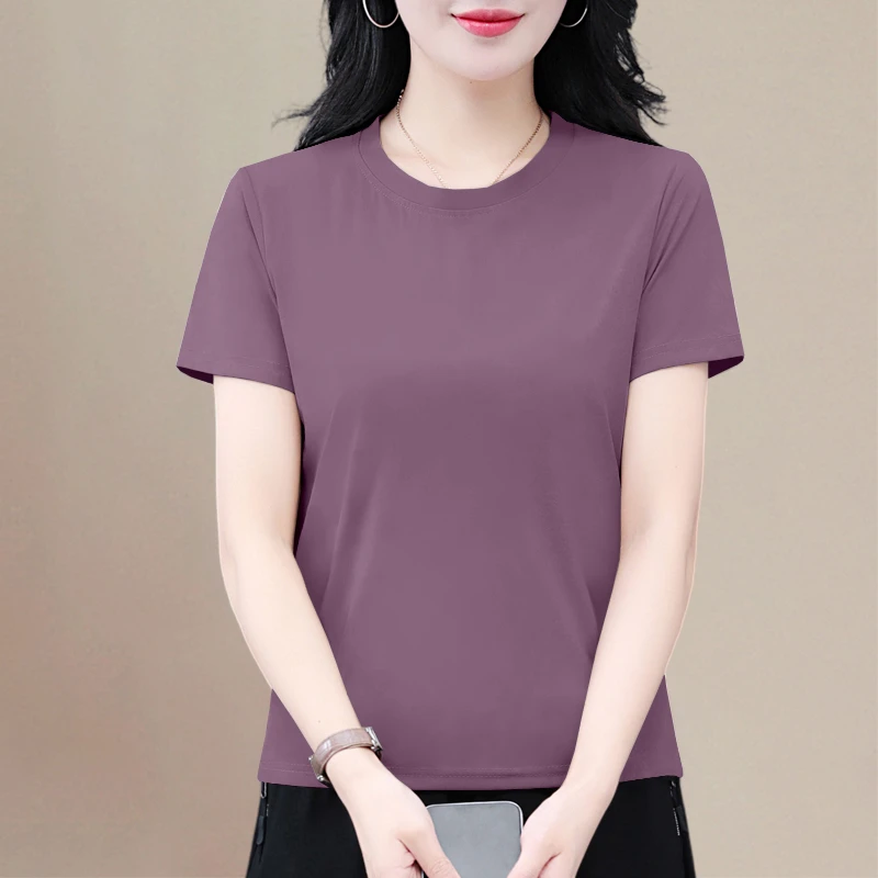 宽松大码休闲圆领2025新款夏季时尚潮流女士短袖洋气百搭上衣T恤