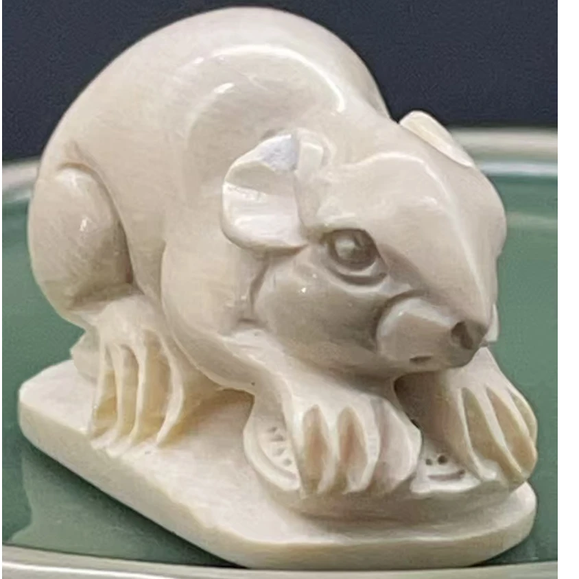A867精品猛犸象牙鼠来宝鼠来财挂件（瑕疵）