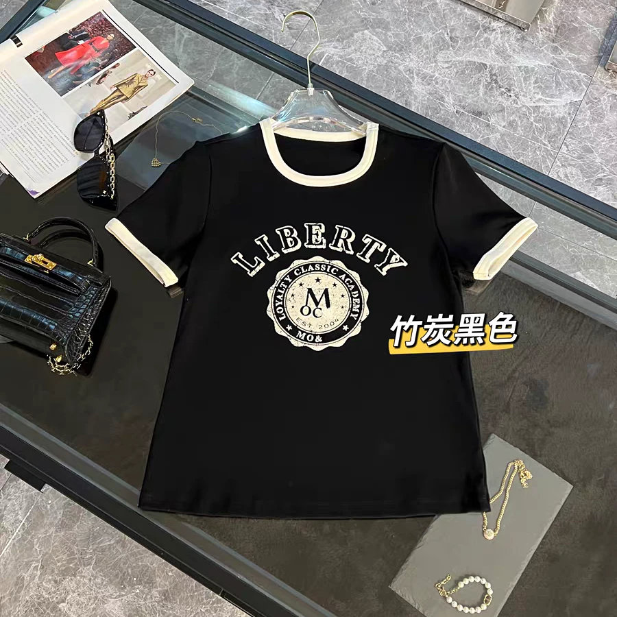 MC双色圆圈植绒LOGO短袖