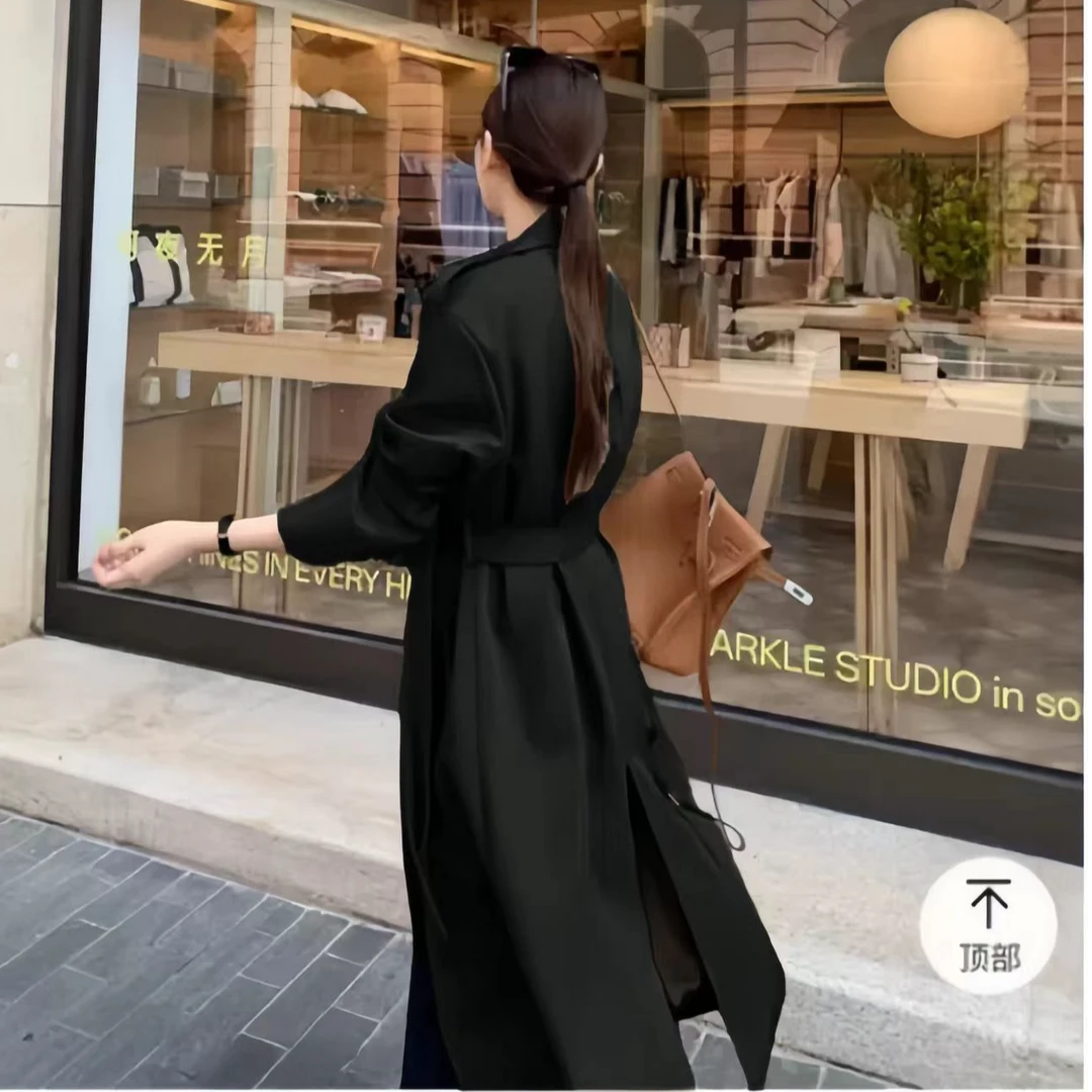 【高个子风衣】风衣外套女中长款新款高级感翻领时尚宽松卡其色风衣