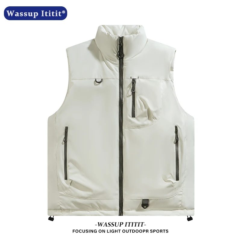 WASSUP ITITIT保暖马甲冬季多口袋宽松外套立领本布下摆设计上衣