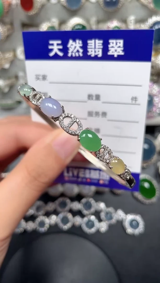 银S925镶嵌手镯翡翠122