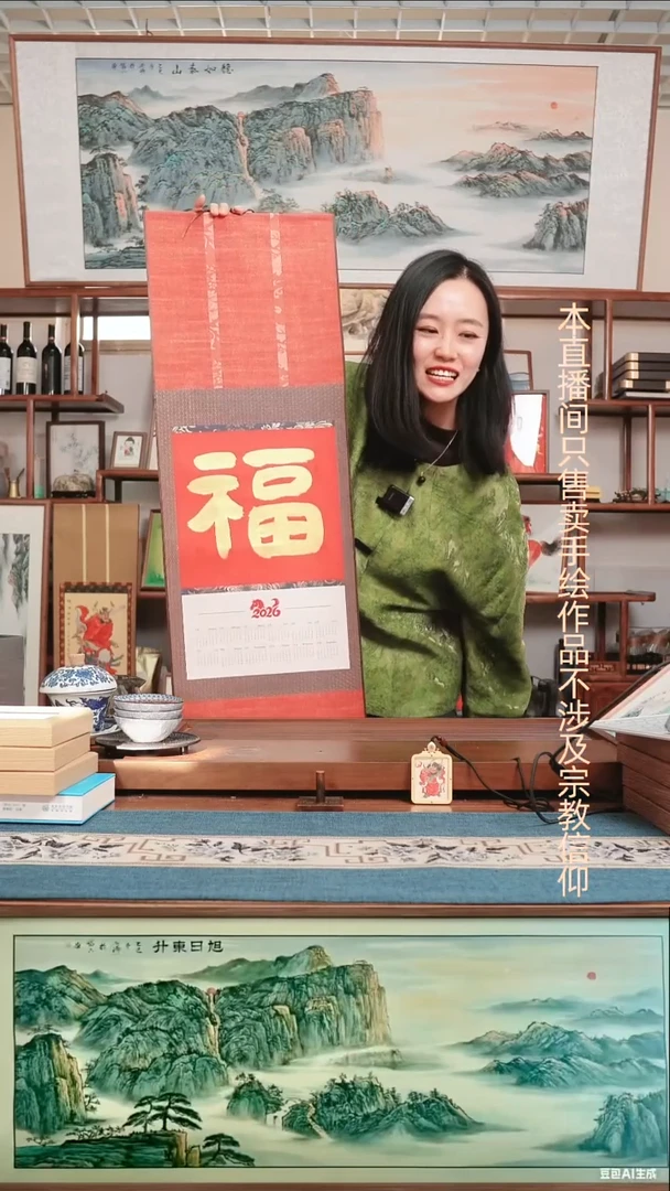 书法福字挂历卷轴