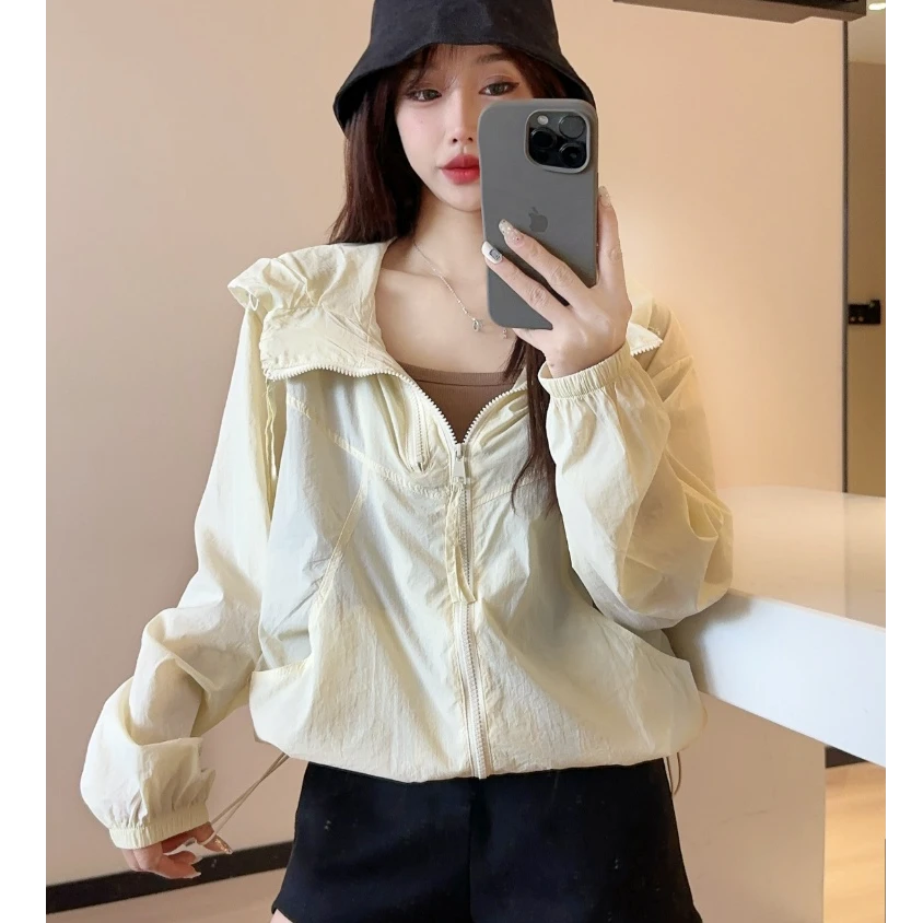 【春日温柔】韩国单！早春新款韩版简约双拉链立领防晒衣-FC7070