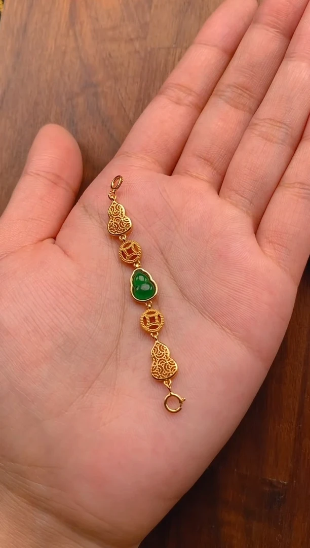 【闪购商品】翡翠吊坠(不含链)银S925镶嵌葫芦延长链