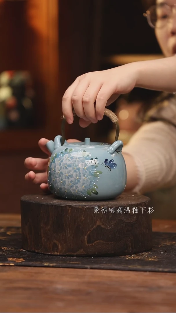 陶瓷 景德镇高温釉下手绘陶瓷@L733@