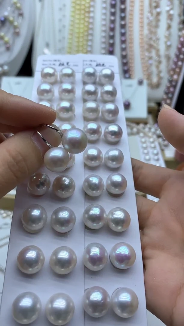 银S925镶嵌淡水珍珠耳饰多样性发其一