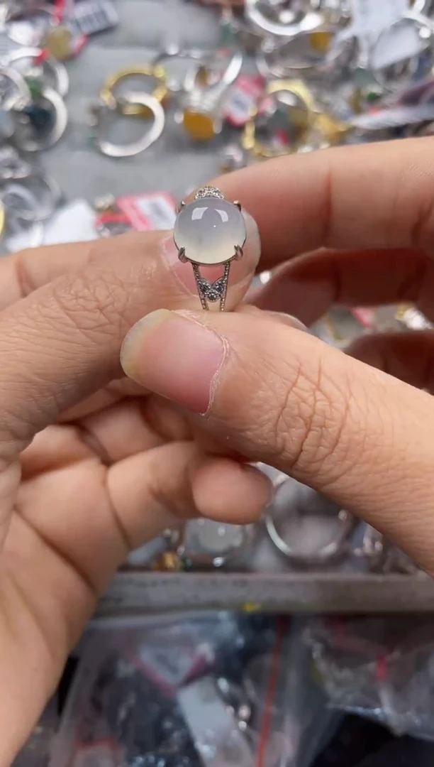 银S925镶嵌戒指翡翠7777----6