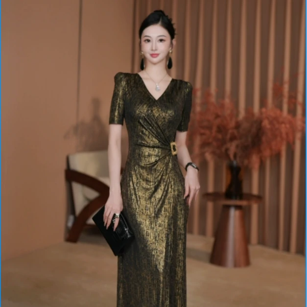 东东定制【流金岁月】25年夏装时尚轻奢显瘦百搭连衣裙