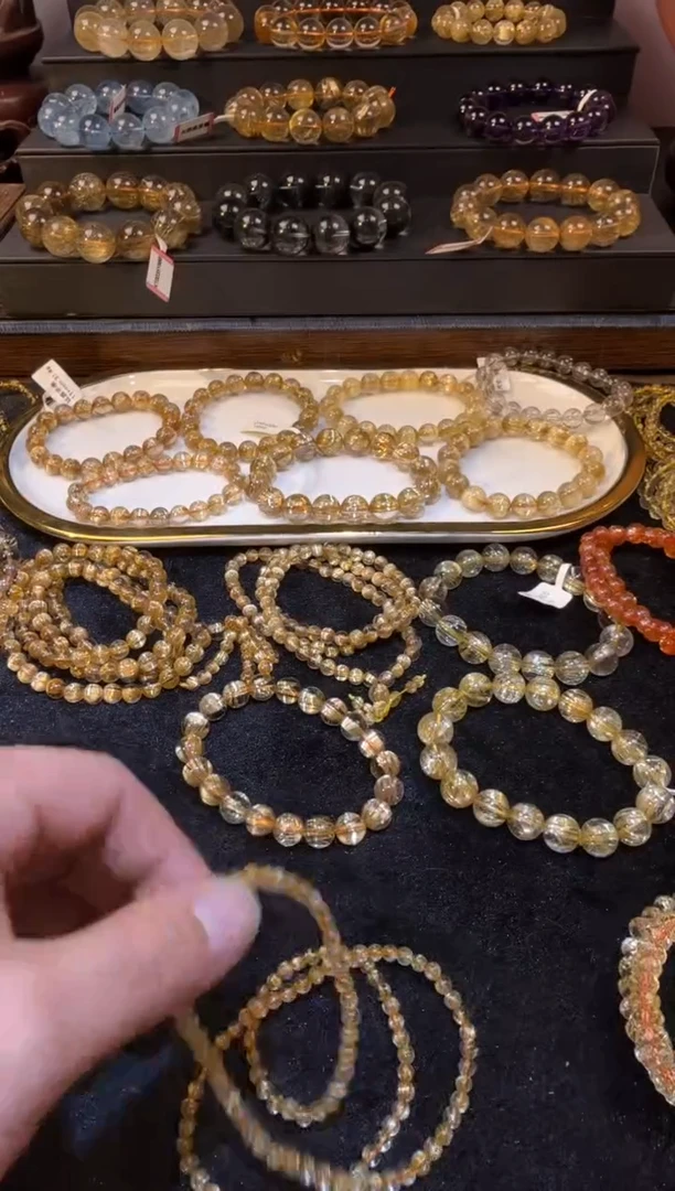 未镶嵌手串发晶SJ-572金发晶多圈