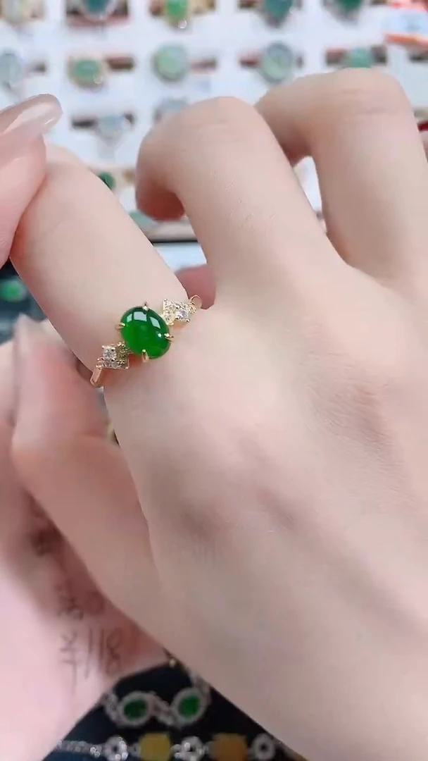 银S925镶嵌戒指翡翠天然翡翠