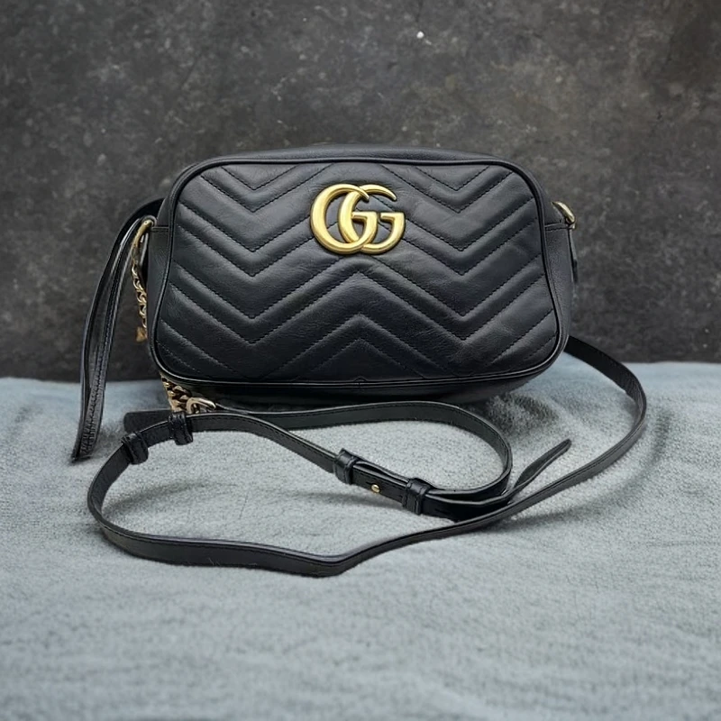 95新 GUCCI/古驰 黑色马蒙相机包1210 1768