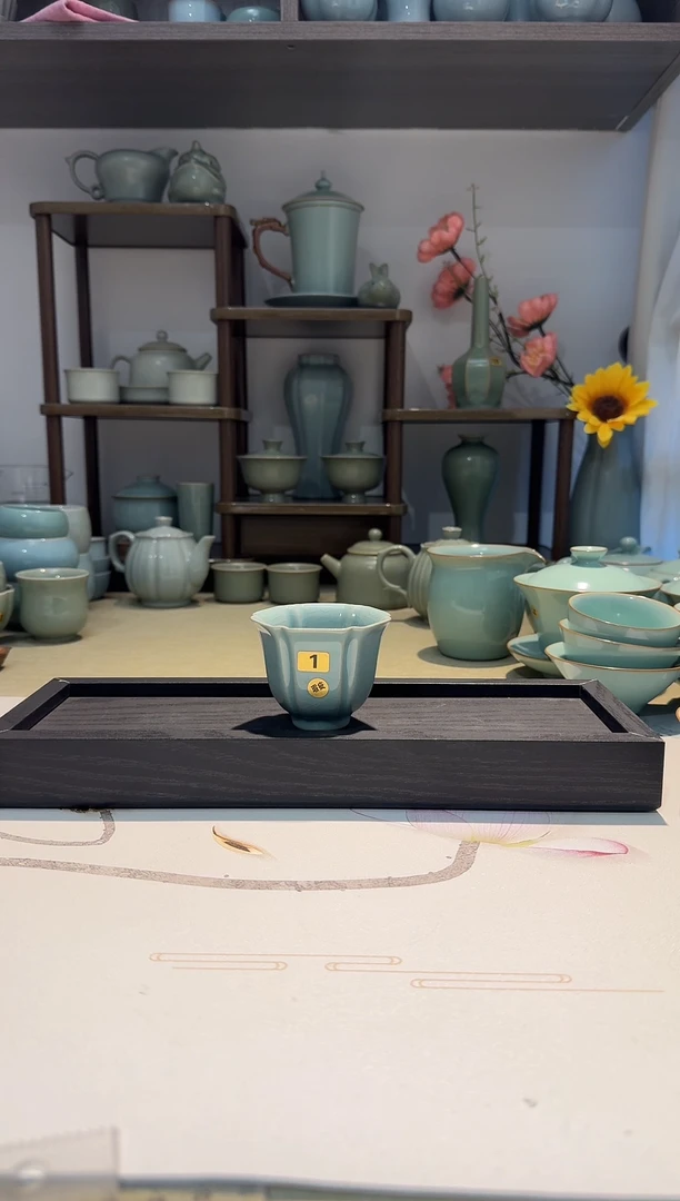 杯子1六方花口杯 仿古釉瑕疵 主人杯品茗杯闻香杯*