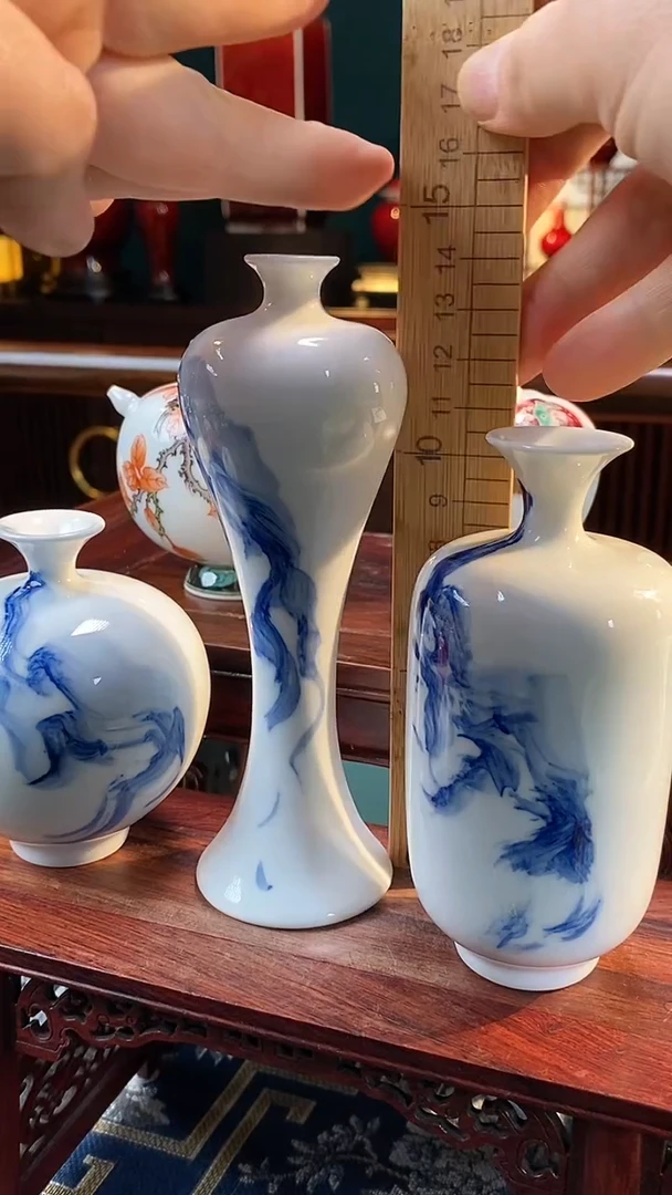 【闪购商品】摆件纯手工手绘高白泥瓷〖三件套〗