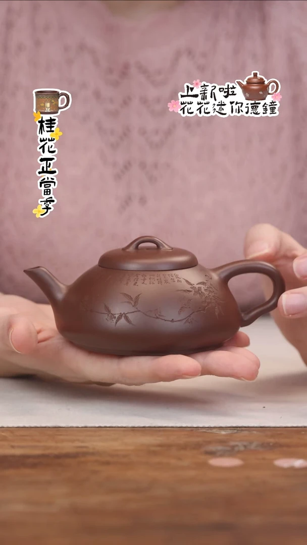 茶壶紫砂紫泥竹叶石瓢