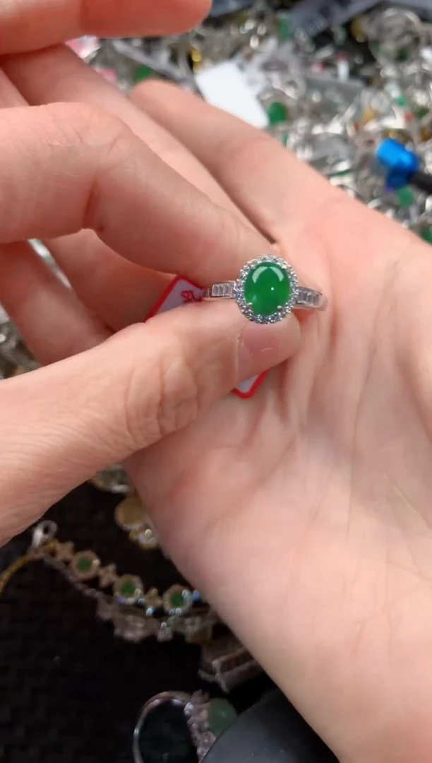 银S925镶嵌戒指翡翠888  4