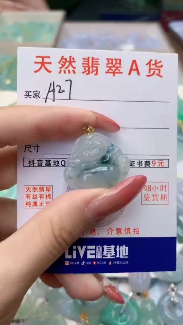 颈饰18K金镶嵌翡翠天然A货翡翠挂件