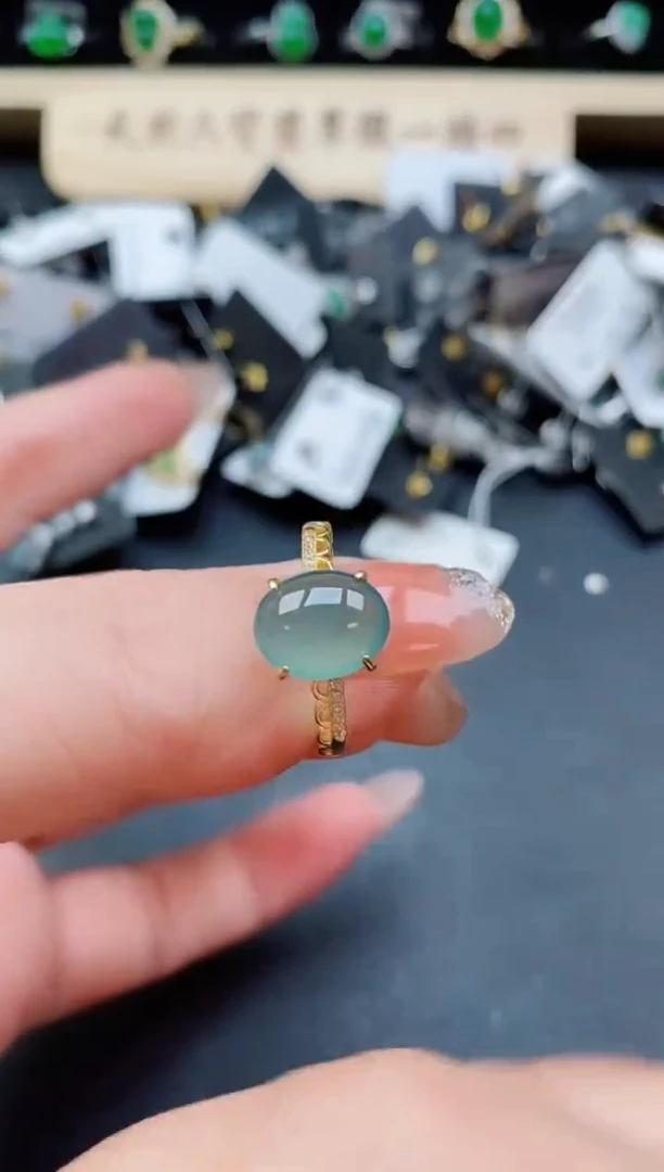银S925镶嵌戒指翡翠1