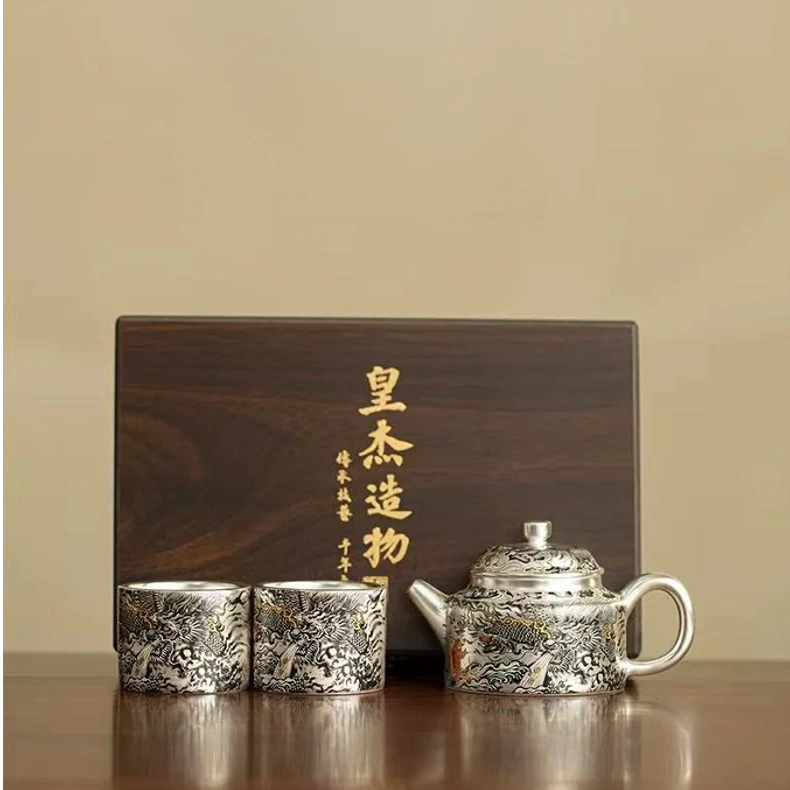 周鸿杰老师手工999墨龙将军壶送2杯+茶盘600