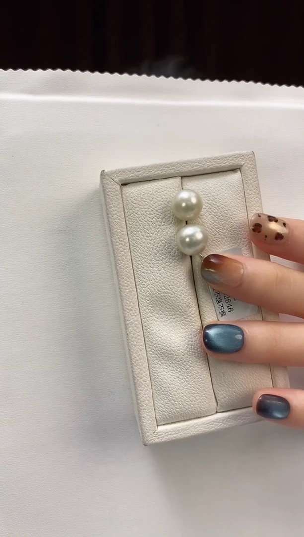 银S925镶嵌耳饰海水珍珠澳白珍珠耳饰10-11