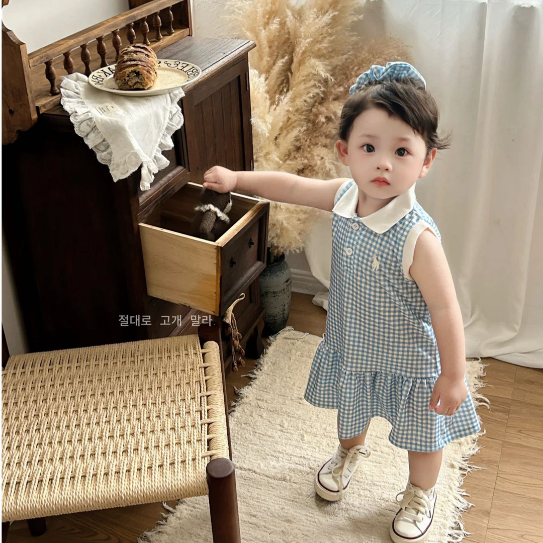 【送发圈】韩版童装夏款女童运动风Polo裙连衣裙儿童裙子宝宝背心裙