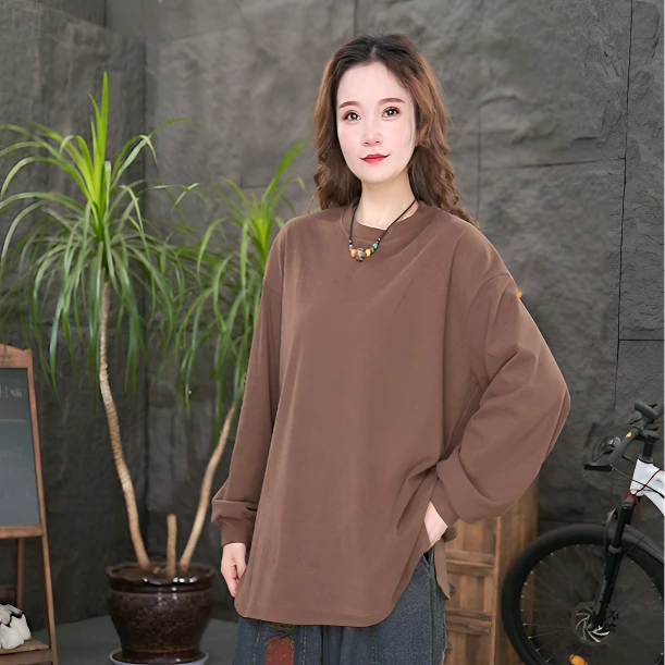 【德绒加厚卫衣】长袖套头慵懒风中长款秋季女卫衣时尚韩版纯色