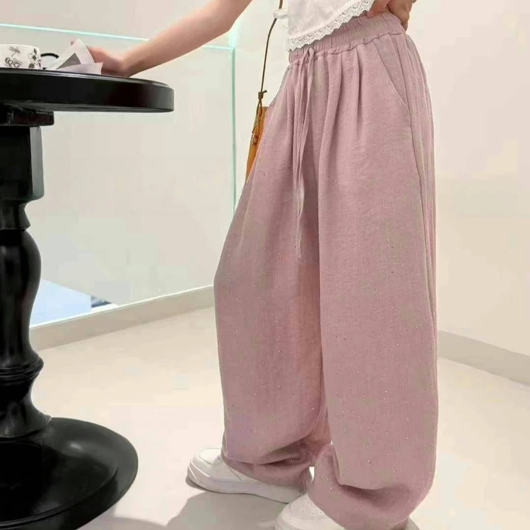 2025夏季新品中大女童甜酷百搭薄款速干阔腿宽松伞兵工装裤25795