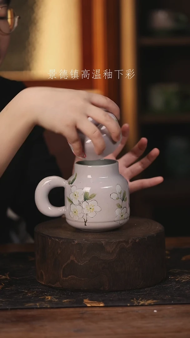 陶瓷景德镇高温釉下手绘陶瓷@L077@