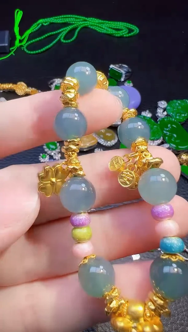 足金镶嵌手链翡翠@**～翡翠