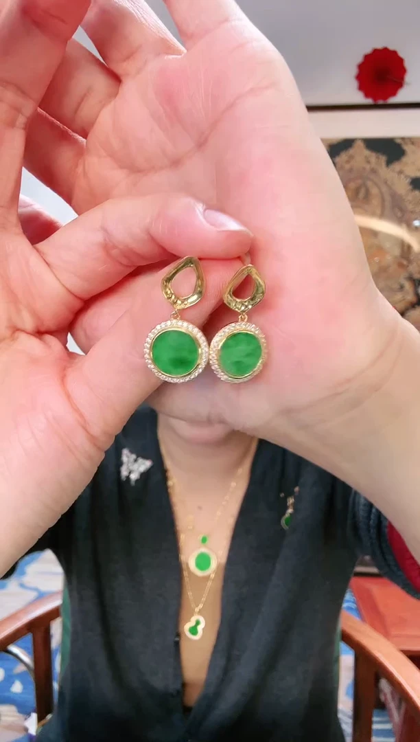 【闪购商品】翡翠耳饰银S925镶嵌耳饰