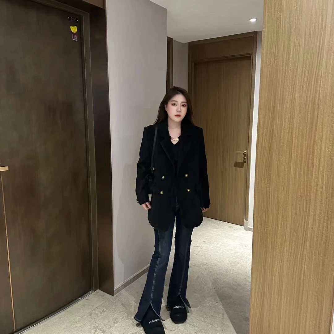 2024大码女装秋冬新款显瘦百搭复古慵懒风气质西装外套