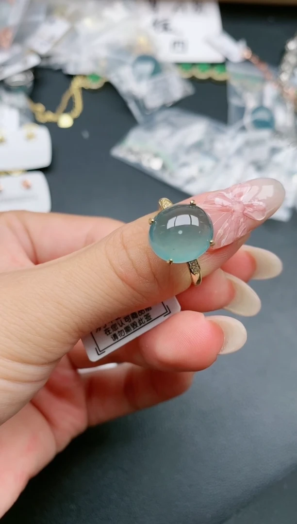 翡翠戒指银S925镶嵌1111