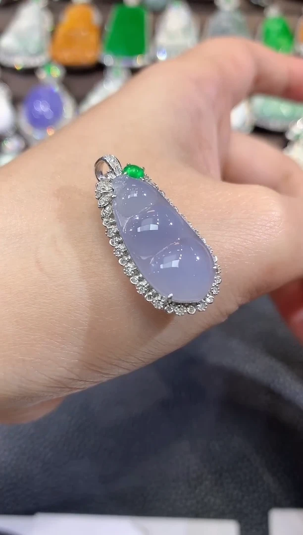 吊坠(不含链)18K金镶嵌翡翠C21  紫货有一定色差