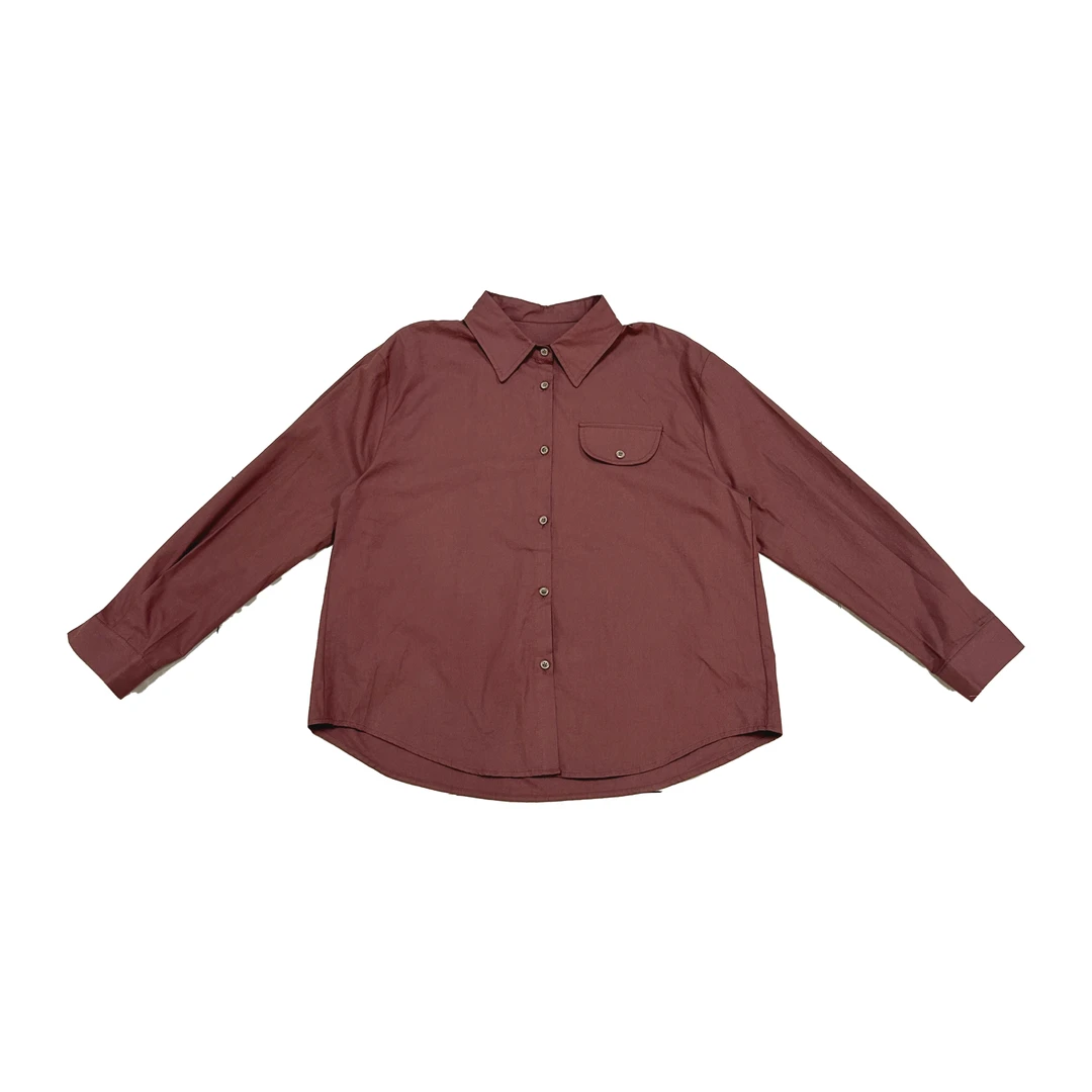 2024夏季新款休闲宽松百搭长袖纯色衬衫外套5017