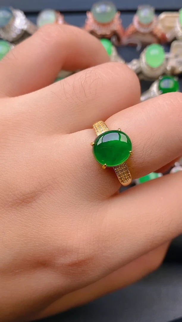 【闪购商品】翡翠戒指银S925镶嵌天然A货翡翠1