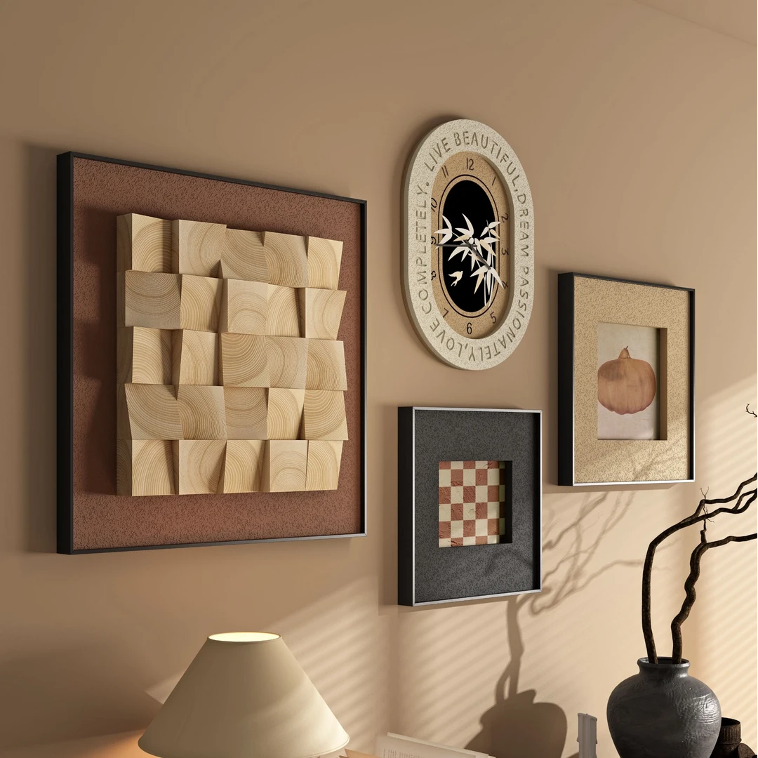 真立体实物凸出立体砂岩法式中古风高级感葫芦客厅装饰画背景墙