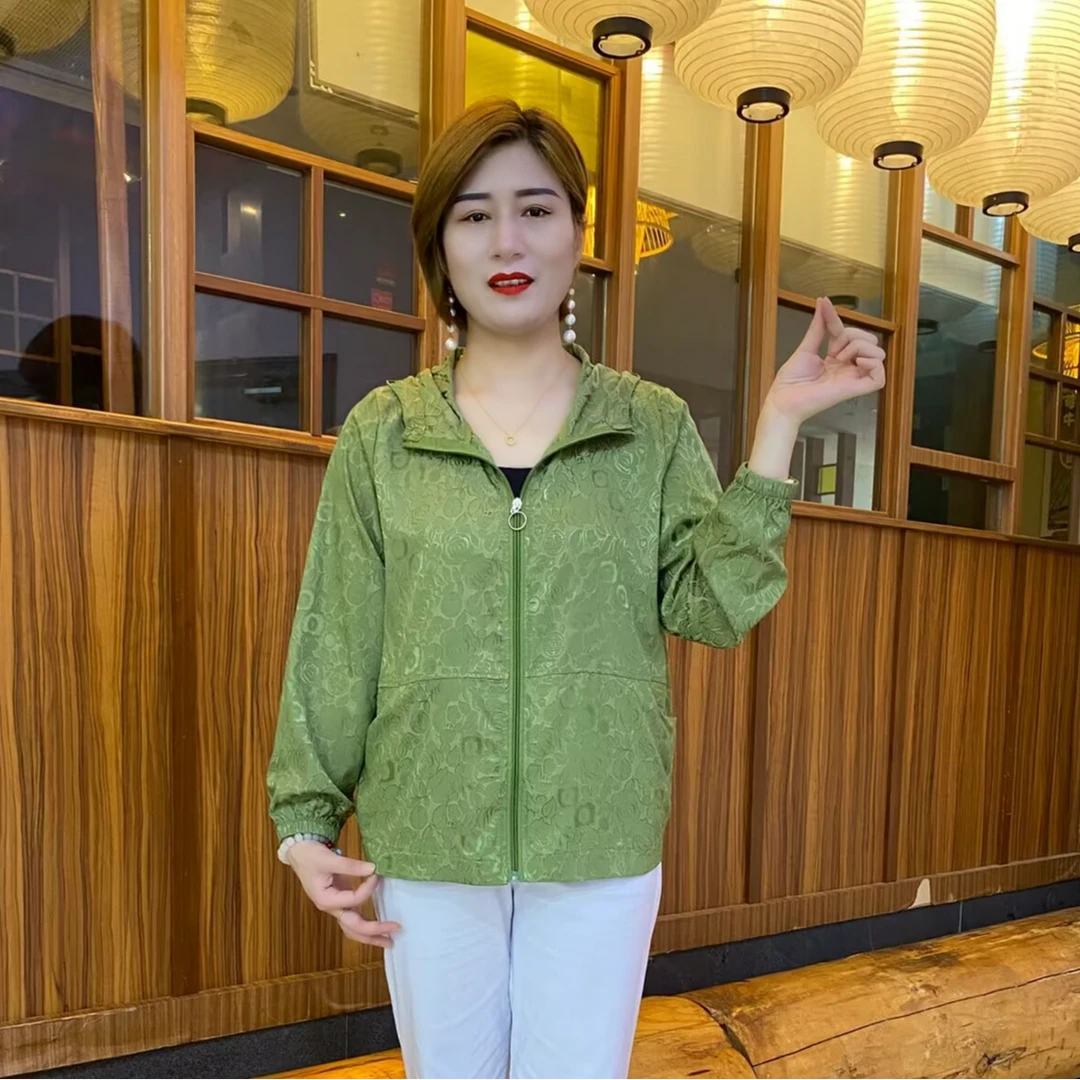 夏季新款时尚百搭连帽宽松型显瘦大码薄款开衫外套防晒衣