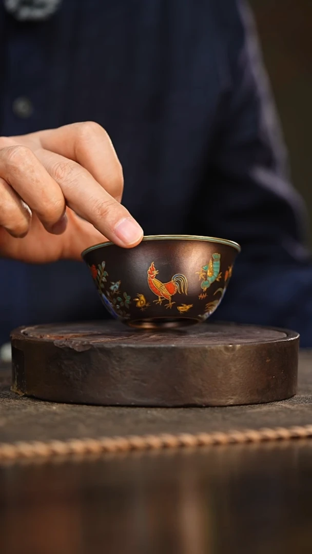 17柴房陶瓷柴烧珐琅彩鸡缸杯